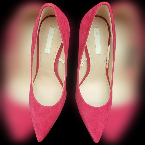NWOT H&M Red Suede High Heels - Picture 13 of 16